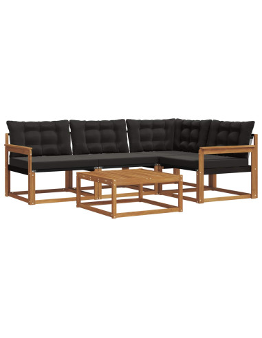 Set di divani con cuscino 5 pcs Naturale e Nero