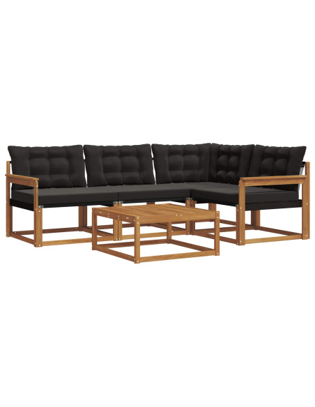 Set di divani con cuscino 5 pcs Naturale e Nero