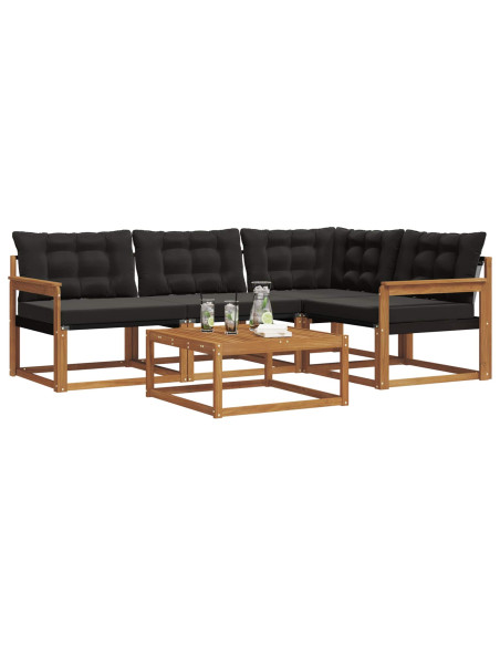 Set di divani con cuscino 5 pcs Naturale e Nero