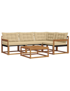 Set di divani con cuscino 5 pcs Naturale e Beige 2
