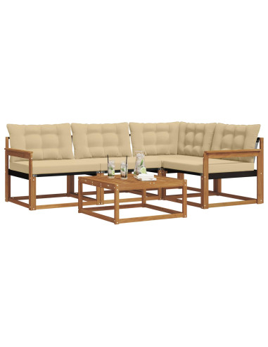 Set di divani con cuscino 5 pcs Naturale e Beige
