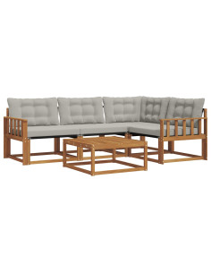 Set di divani con cuscino 5 pcs Grigio Naturale e Chiaro 2