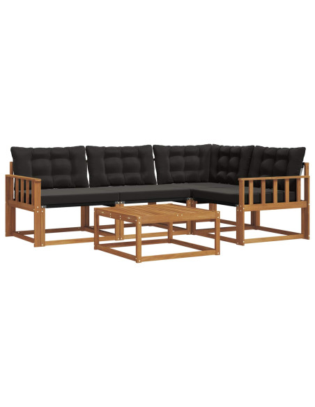 Set di divani con cuscino 5 pcs Naturale e Nero