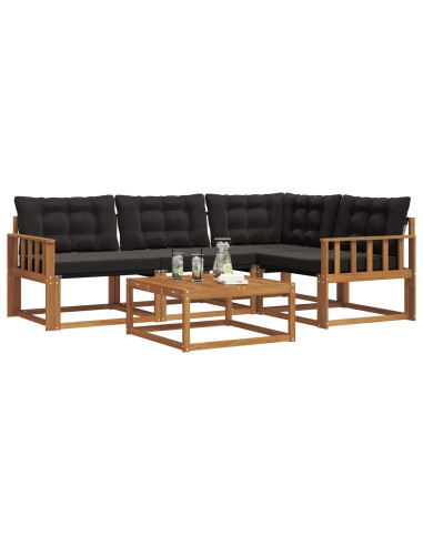 Set di divani con cuscino 5 pcs Naturale e Nero
