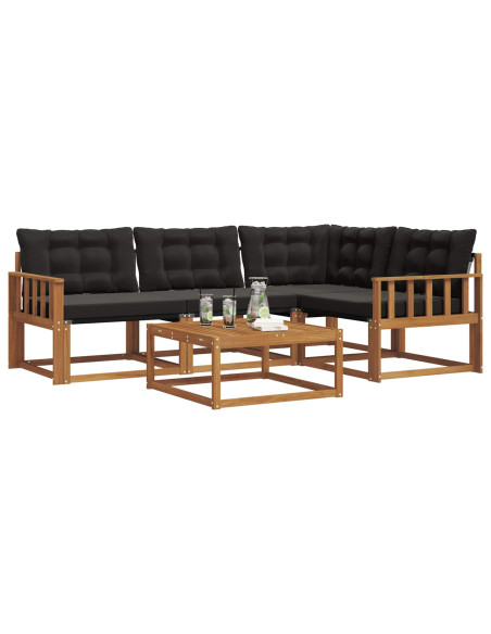 Set di divani con cuscino 5 pcs Naturale e Nero
