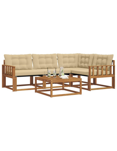 Set di divani con cuscino 5 pcs Naturale e Beige