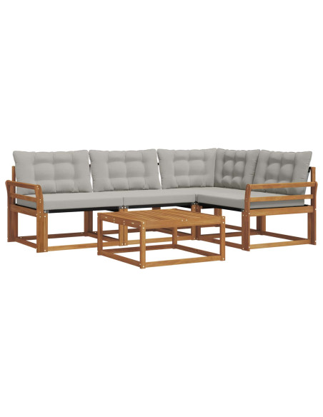 Set di divani con cuscino 5 pcs Grigio Naturale e Chiaro