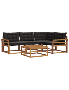 Set di divani con cuscino 5 pcs Naturale e Nero 2