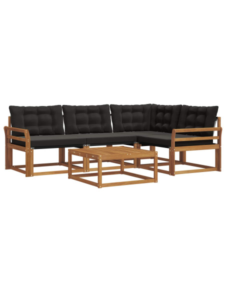 Set di divani con cuscino 5 pcs Naturale e Nero