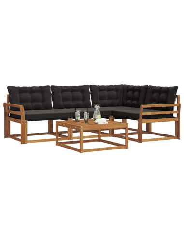 Set di divani con cuscino 5 pcs Naturale e Nero