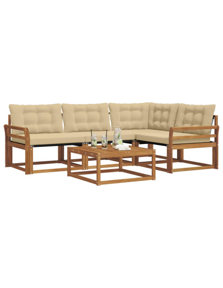 Set di divani con cuscino 5 pcs Naturale e Beige