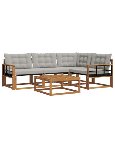 Set di divani con cuscino 5 pcs Grigio Naturale e Chiaro
