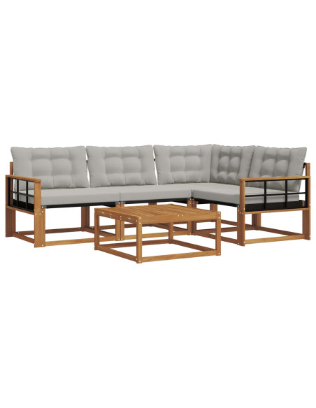 Set di divani con cuscino 5 pcs Grigio Naturale e Chiaro