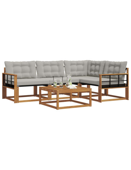 Set di divani con cuscino 5 pcs Grigio Naturale e Chiaro