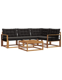 Set di divani con cuscino 5 pcs Naturale e Nero 2