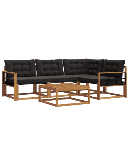 Set di divani con cuscino 5 pcs Naturale e Nero