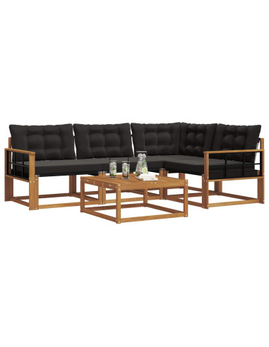Set di divani con cuscino 5 pcs Naturale e Nero