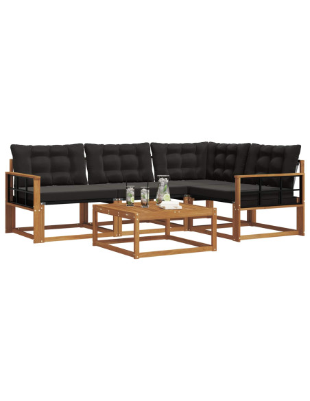 Set di divani con cuscino 5 pcs Naturale e Nero