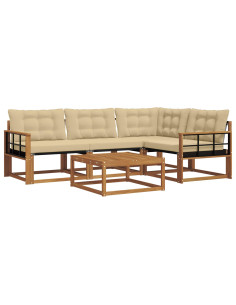 Set di divani con cuscino 5 pcs Naturale e Beige 2