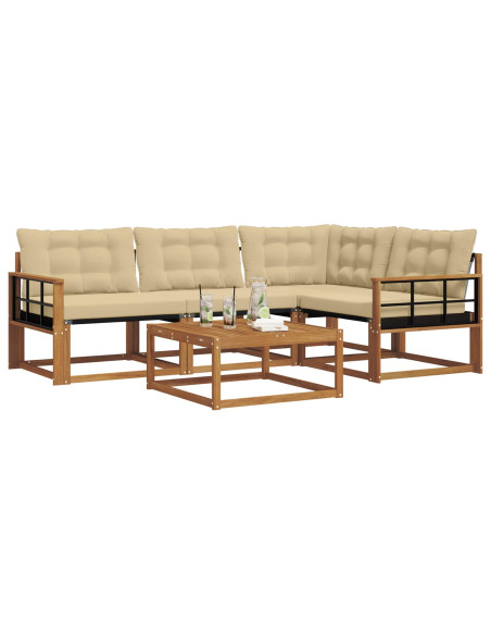 Set di divani con cuscino 5 pcs Naturale e Beige