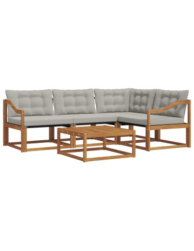 Set di divani con cuscino 5 pcs Grigio Naturale e Chiaro