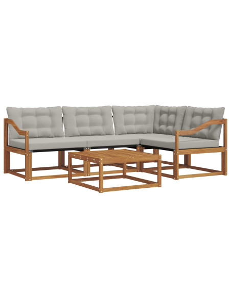 Set di divani con cuscino 5 pcs Grigio Naturale e Chiaro