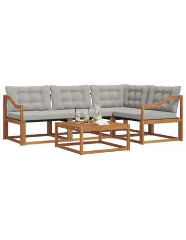 Set di divani con cuscino 5 pcs Grigio Naturale e Chiaro