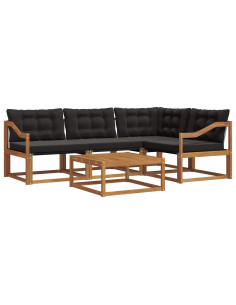 Set di divani con cuscino 5 pcs Naturale e Nero 2