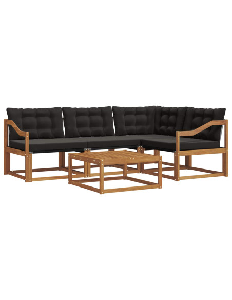 Set di divani con cuscino 5 pcs Naturale e Nero