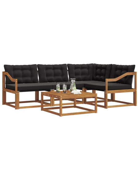 Set di divani con cuscino 5 pcs Naturale e Nero