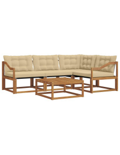 Set di divani con cuscino 5 pcs Naturale e Beige 2