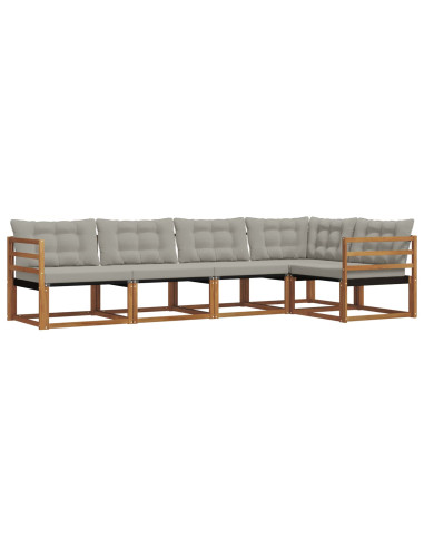 Set di divani con cuscino 5 pcs Grigio Naturale e Chiaro