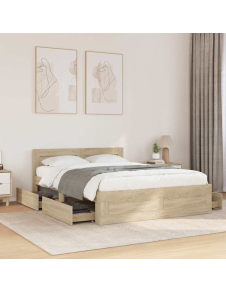 Struttura del letto 2 pcs Sonoma 137 x 188 cm Legno multistrato