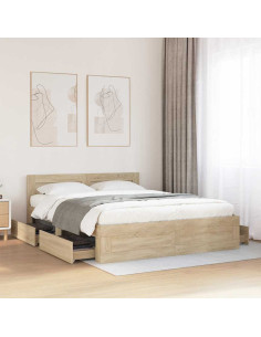 Struttura del letto 2 pcs Sonoma 153 x 203 cm Legno multistrato