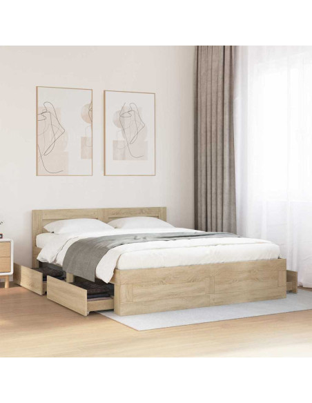 Struttura del letto 2 pcs Sonoma 153 x 203 cm Legno multistrato