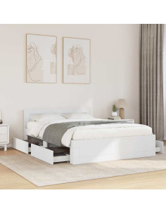 Struttura del letto 2 pcs Bianco 137 x 188 cm Legno multistrato