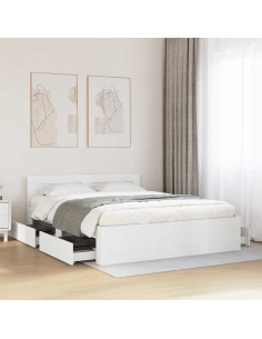 Struttura del letto 2 pcs Bianco 150 x 200 cm Legno multistrato