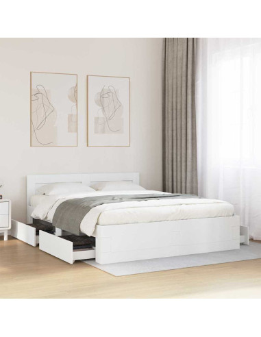 Struttura del letto 2 pcs Bianco 150 x 200 cm Legno multistrato
