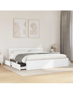 Struttura del letto 2 pcs Bianco 193 x 203 cm Legno multistrato