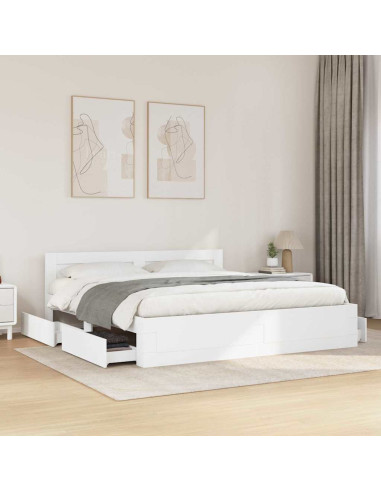 Struttura del letto 2 pcs Bianco 193 x 203 cm Legno multistrato