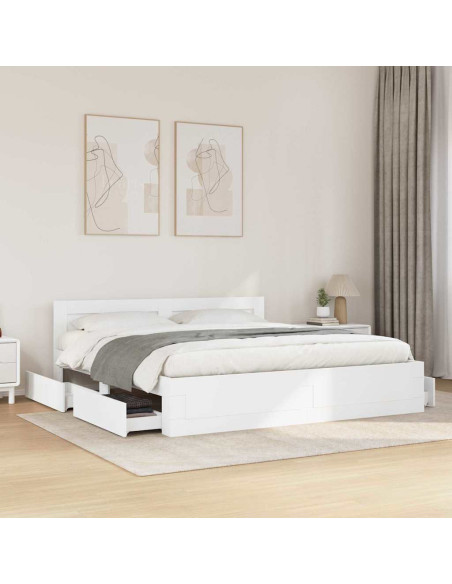 Struttura del letto 2 pcs Bianco 193 x 203 cm Legno multistrato