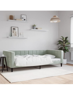 Letto da Giorno Grigio Chiaro 100x190 cm in Velluto