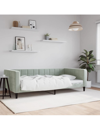 Letto da Giorno Grigio Chiaro 100x190 cm in Velluto