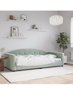 Letto da Giorno Grigio Chiaro 100x190 cm in Velluto