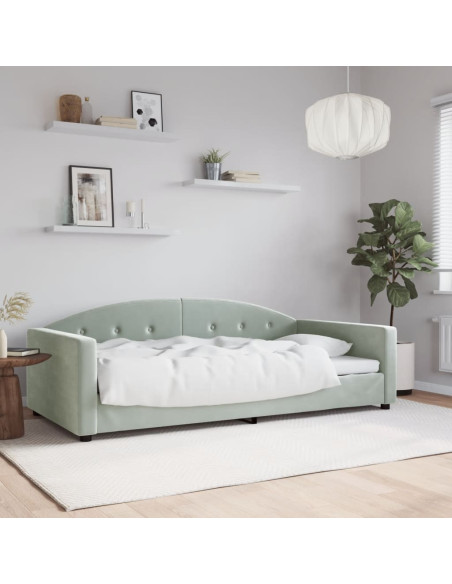 Letto da Giorno Grigio Chiaro 100x190 cm in Velluto