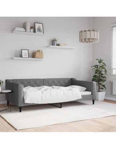 Letto da Giorno Grigio Scuro 100x190 cm in Tessuto
