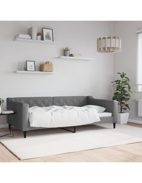 Letto da Giorno Grigio Scuro 100x190 cm in Tessuto
