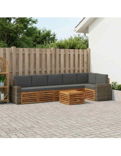 Set divano sezionale con cuscino 7 pcs Naturale e Antracite