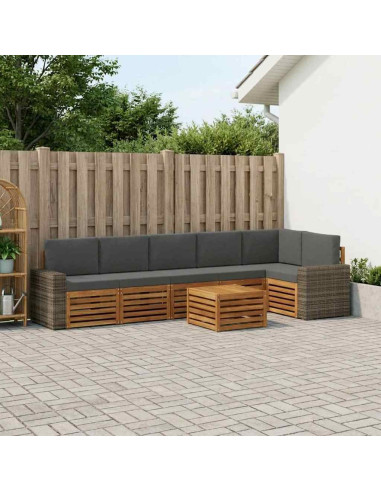 Set divano sezionale con cuscino 7 pcs Naturale e Antracite