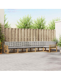 Set di divani da esterno 6 pcs Bianco e Grigio Chiaro